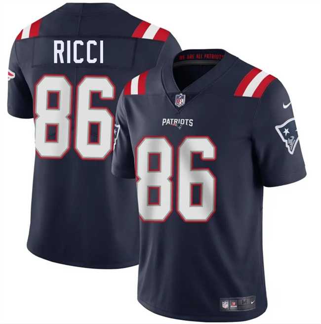Men & Women & Youth New England Patriots #86 Giovanni Ricci Navy 2025 Vapor Limited Stitched Jersey